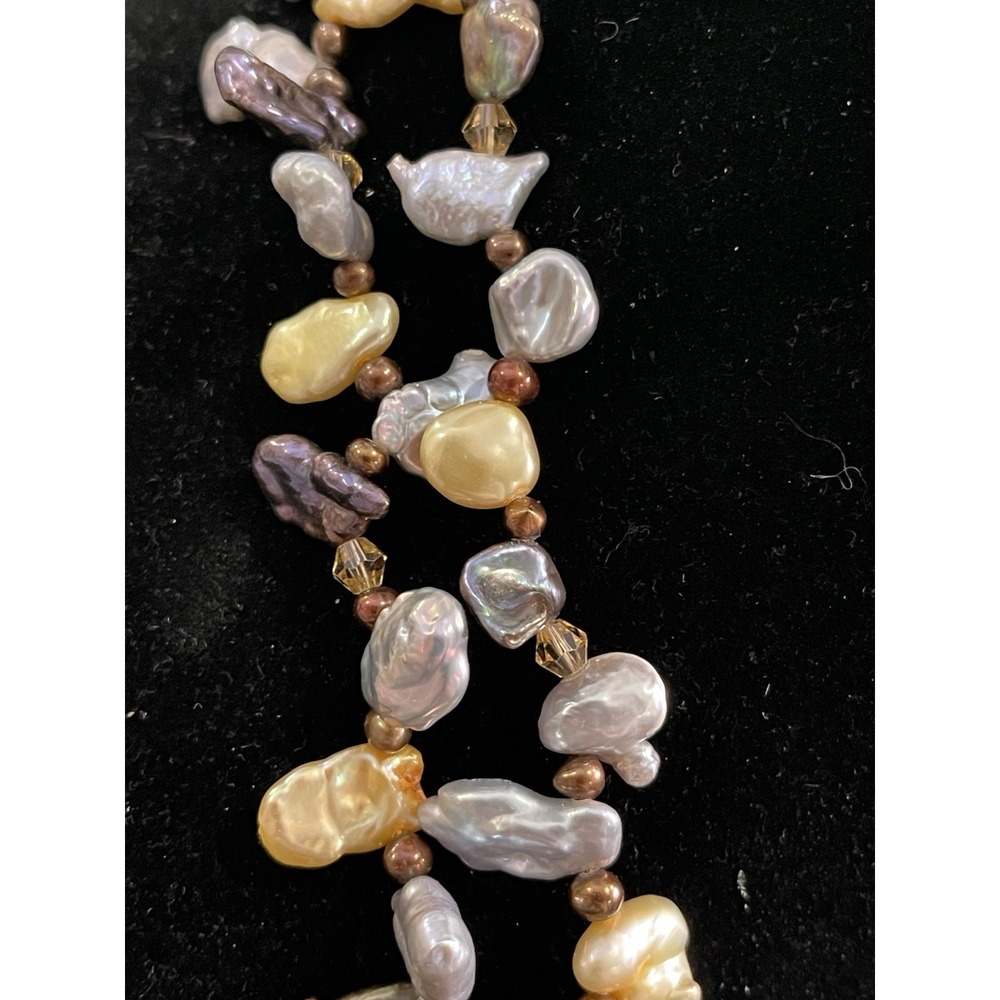 Lucas Lameth LUC 925 Baroque Freshwater Pearl 2 Strand Statement Necklace - Picture 14 of 16